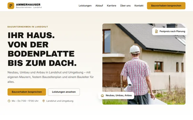 Beispiel-Website Bauunternehmen (Hausbau, Umbau)