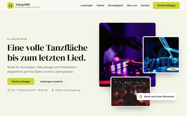 Beispiel-Website DJ für Hochzeiten & Events