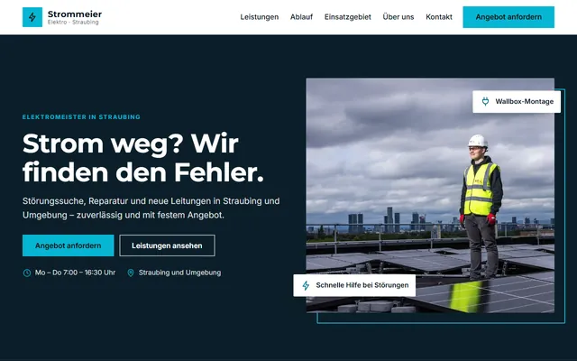 Beispiel-Website Elektriker / Elektroinstallation