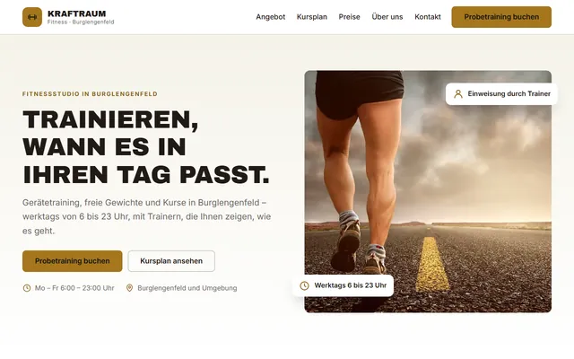 Beispiel-Website Fitnessstudio