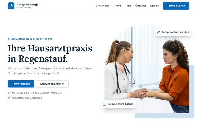 Beispiel-Website Hausarztpraxis (Allgemeinmedizin)
