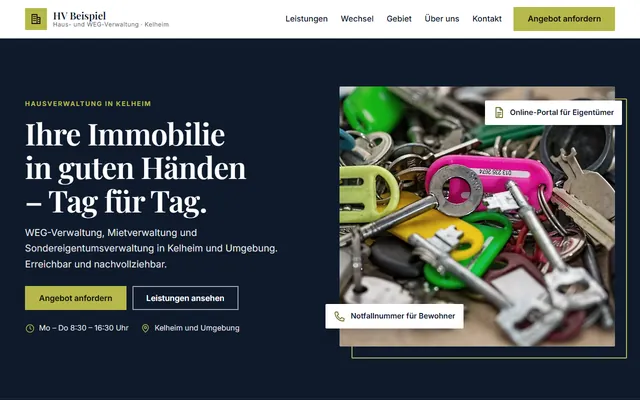 Beispiel-Website Hausverwaltung
