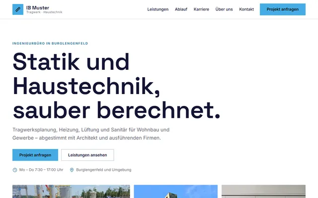 Beispiel-Website Ingenieurbüro (Tragwerksplanung / Haustechnik)