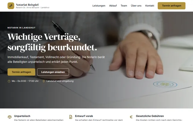 Beispiel-Website Notariat