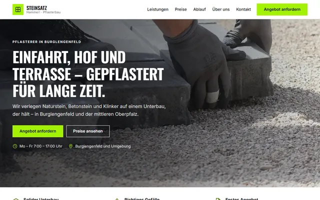 Beispiel-Website Pflasterarbeiten / Pflasterer