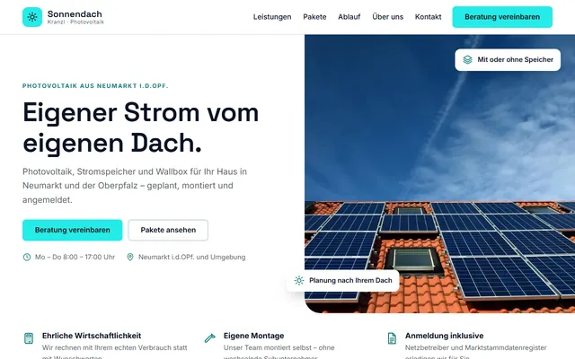 Beispiel-Website Photovoltaik- & Solar-Installateur