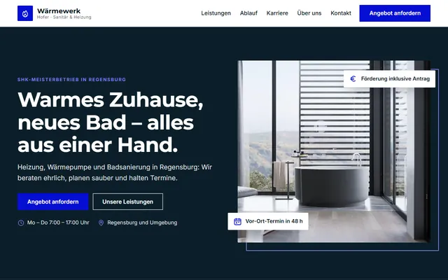 Beispiel-Website Sanitär, Heizung, Klima (SHK)
