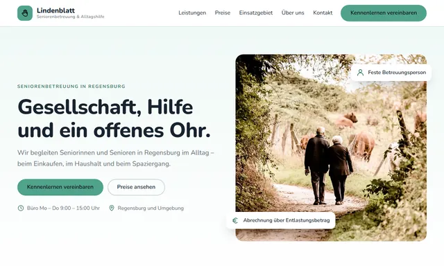 Beispiel-Website Seniorenbetreuung / Alltagshilfe
