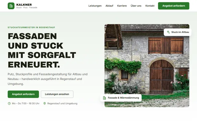 Beispiel-Website Stuckateur / Putz & Fassade