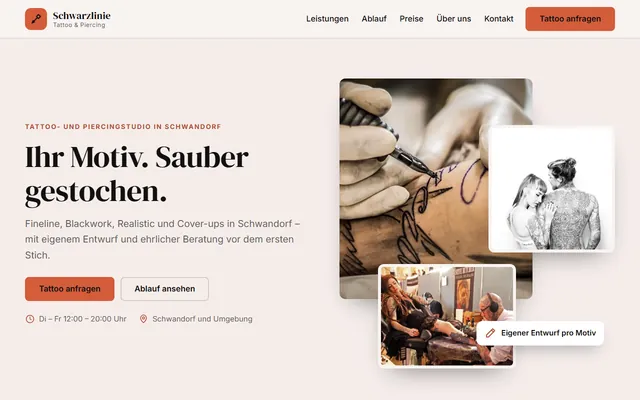 Beispiel-Website Tattoo- & Piercingstudio