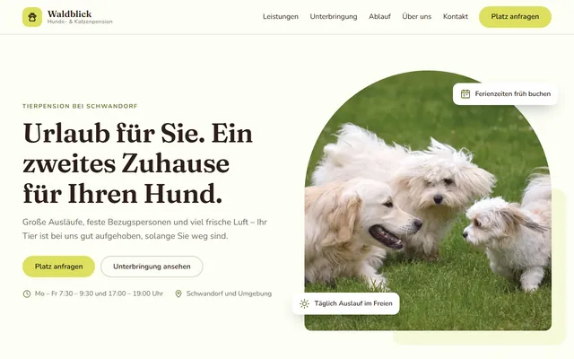 Beispiel-Website Tierpension / Hundepension