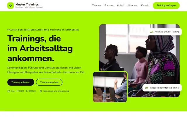 Beispiel-Website Seminare & Trainings (Trainer)