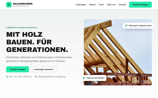 Beispiel-Website Zimmerei / Holzbau